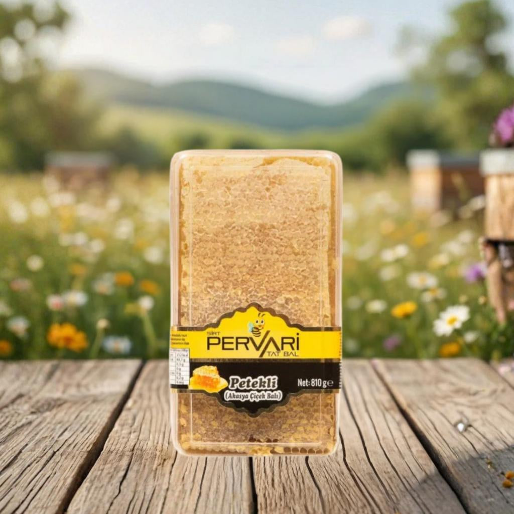 Pervari Petekli Çiçek Balı 810 gr – Doğal Petek