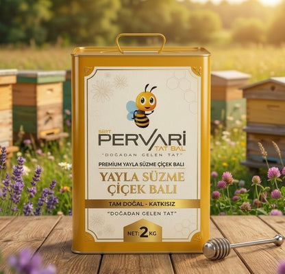 PERVARİ YAYLA SÜZME ÇİÇEK BALI TENEKE                🌼2KG🌸
