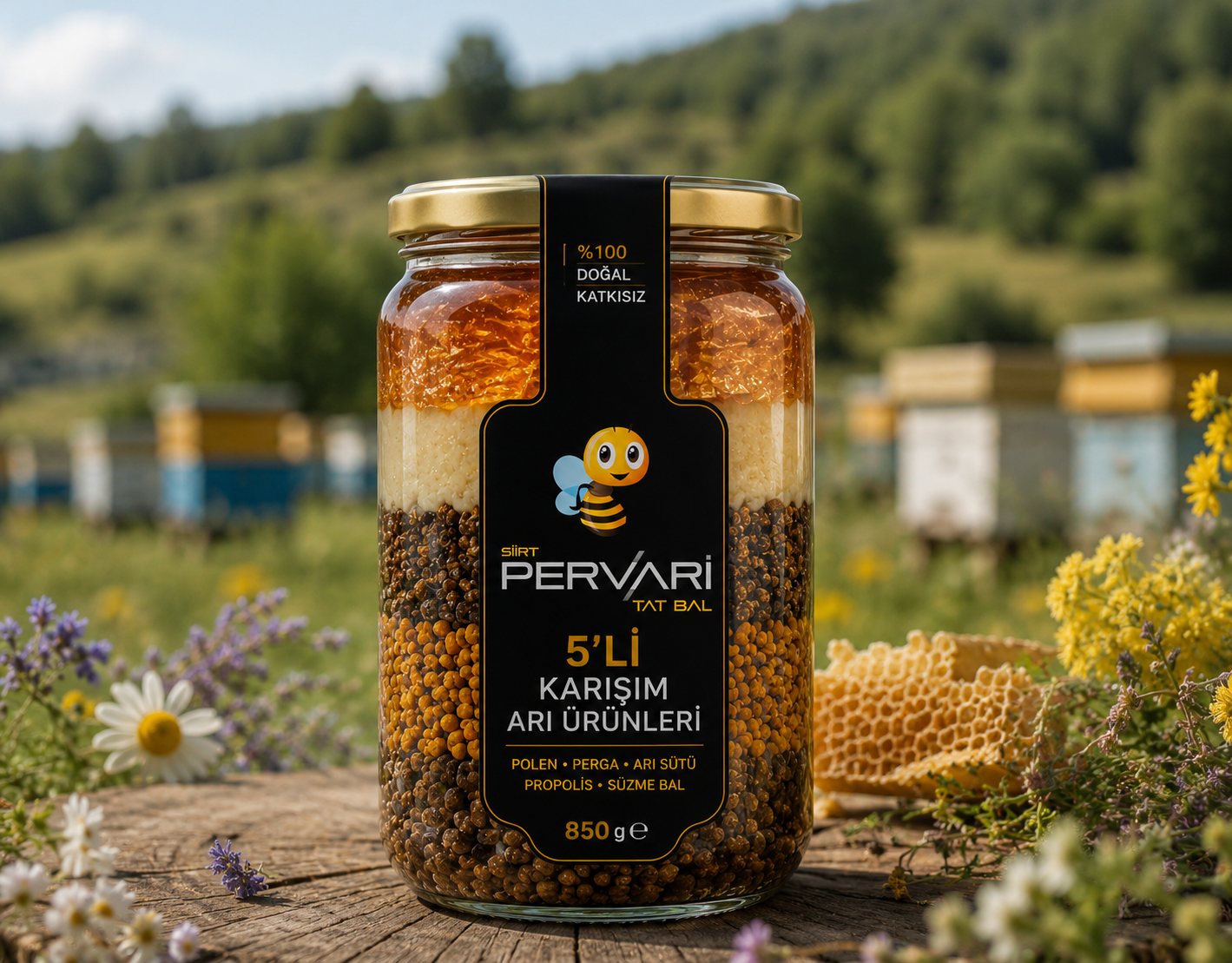 5'li Karışım Arı Ürünleri 850 gr ✅