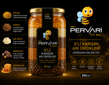 5'li Karışım Arı Ürünleri 850 gr ✅